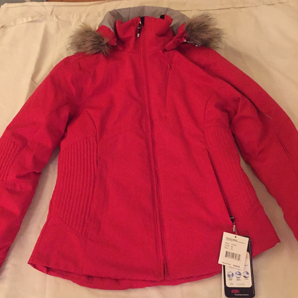 Obermeyer Red Women's Jacket with Fur Trim